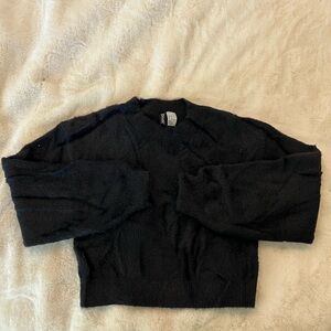 Black Fuzzy Cropped Sweater